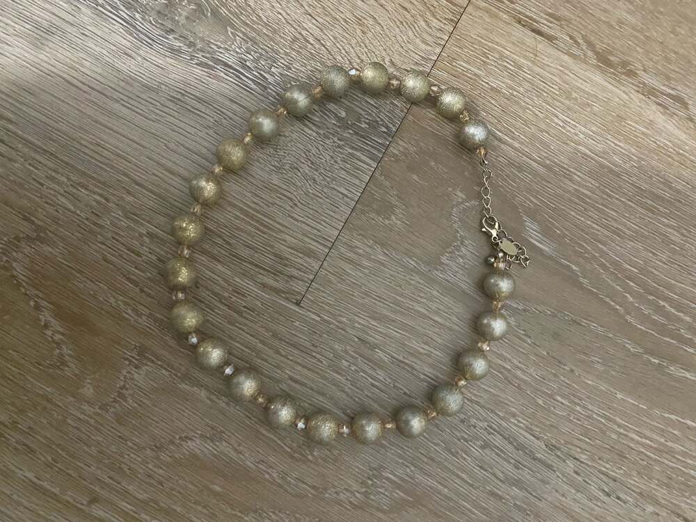 C Logo Gold-Tone Metallic Bead Statement Necklace - Picture 4 of 4